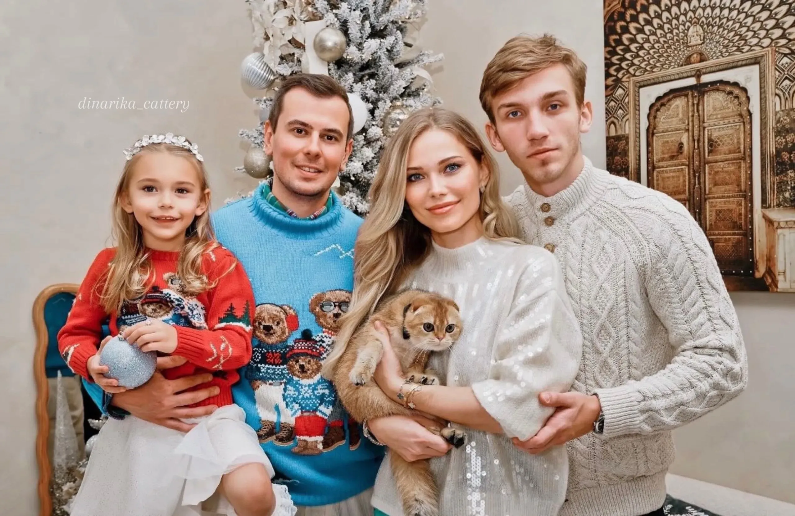 Семейная новогодняя фотосессия с британским котом | Питомник Екатеринбург